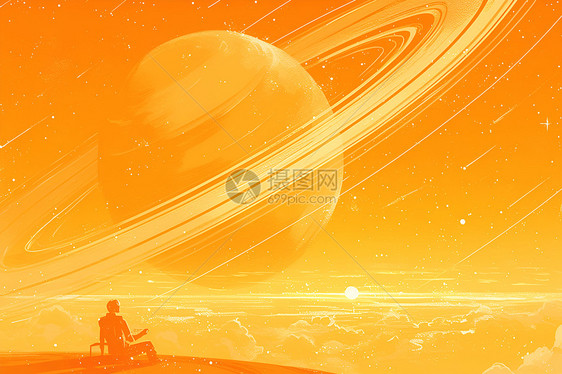 宇宙奇幻星空下的人图片