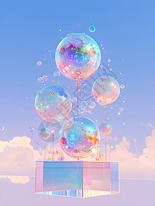 梦幻的气球插画图片