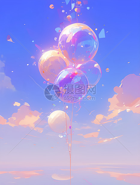 魔幻的气球插画图片
