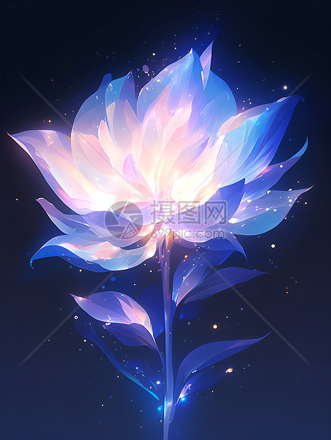夜空的蓝色花朵图片