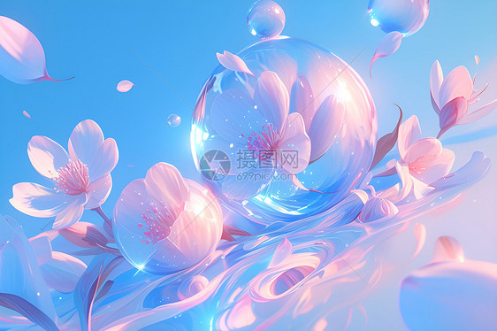 展示的泡泡和花朵图片