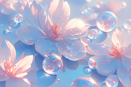 奇幻的泡泡花朵背景图片