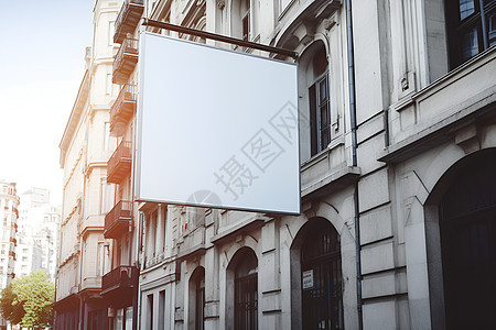 城市街头一幅白色画布背景图片