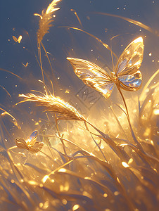 草丛里的金色蝴蝶图片