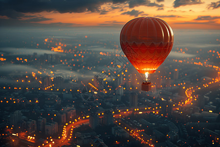 热气球夜飞图片