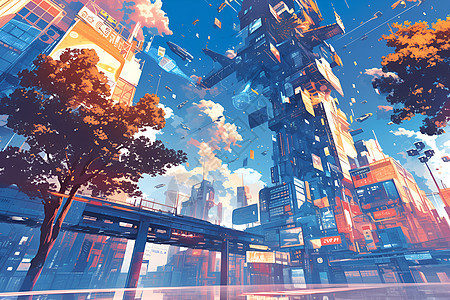 未来都市高楼背景图片