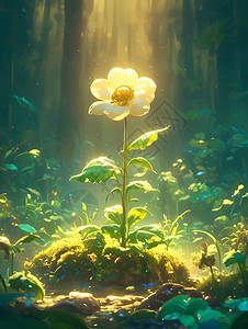 森林阳光里的花朵图片