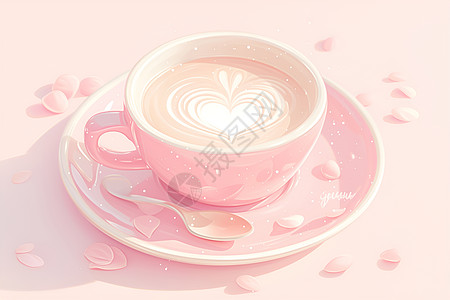 粉色咖啡杯图片