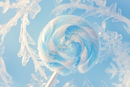 冰雪枝头的棒棒糖图片