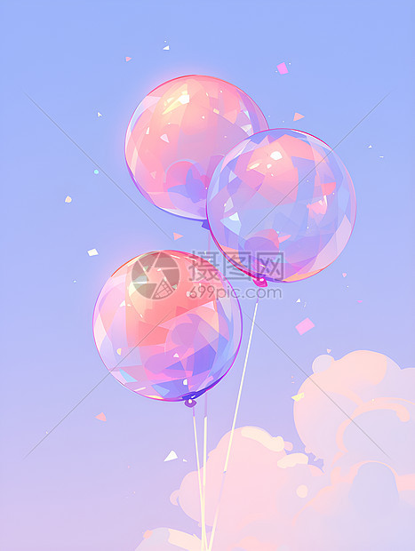 漂浮的三个气球图片