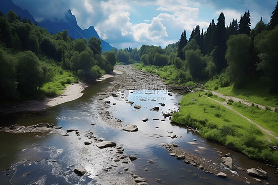 葱绿森林的河流图片