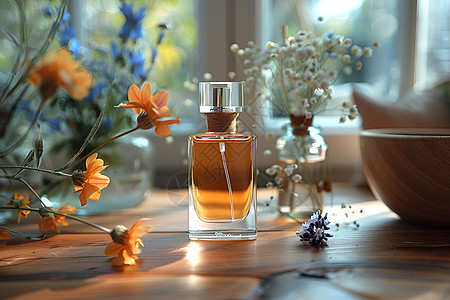香水和花朵图片