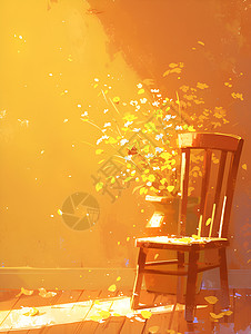阳光照射在木椅上图片