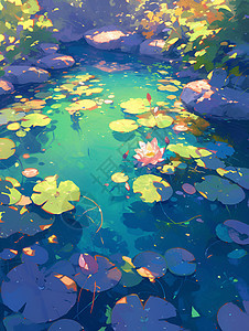 池塘中的莲花海洋图片