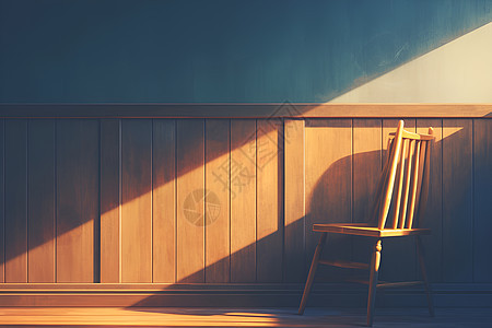 温暖阳光中的木椅图片