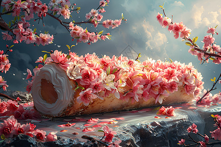 满身鲜花的卷饼背景图片