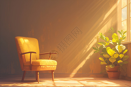 阳光下椅子的舒适温暖背景图片