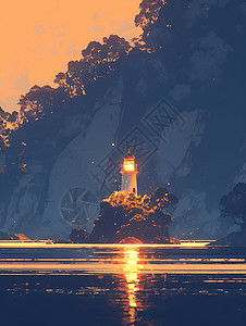 孤岛的灯塔背景图片