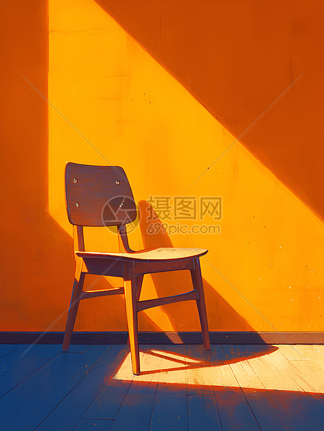 木质椅子在阳光下图片