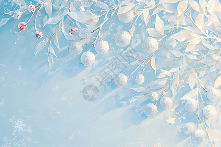 雪中漫步雪中的枝条插画