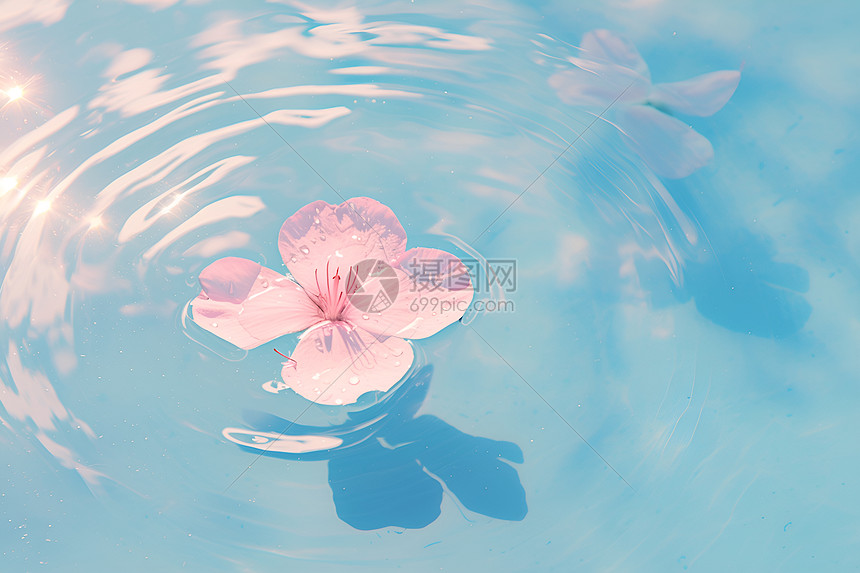 漂浮于水面的花朵图片
