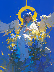 天使与花朵图片