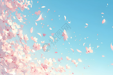 粉色花瓣在微风中跳舞图片