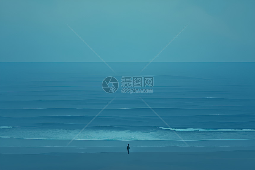 海上孤独的身影图片