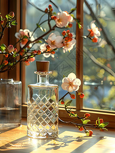 玻璃瓶和花朵图片