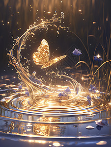 奇幻的蝴蝶插图背景图片