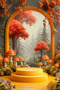 童趣森林中的讲台背景图片