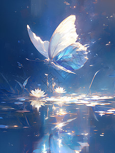 白色梦幻蝴蝶背景图片