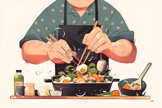 烹饪食物的男子图片