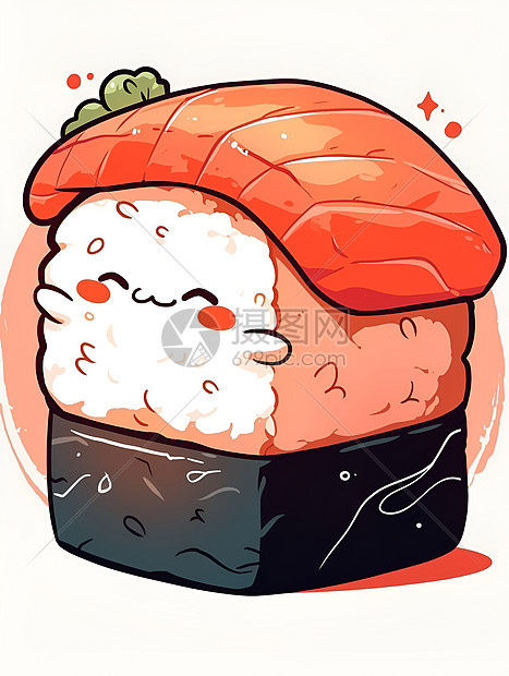 可爱的寿司角色插画图片