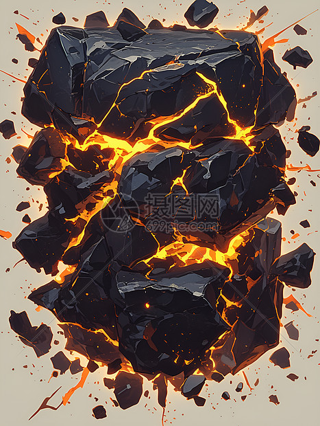 黑岩石中的火焰图片