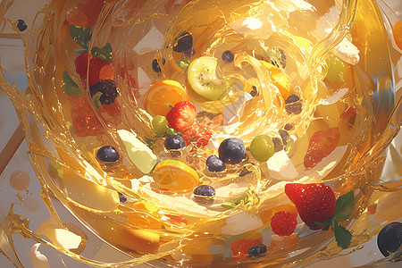 梦幻的水果漩涡图片