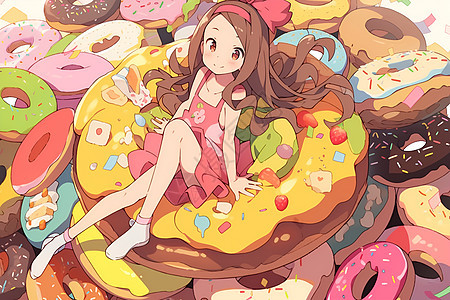 甜甜圈的女孩图片