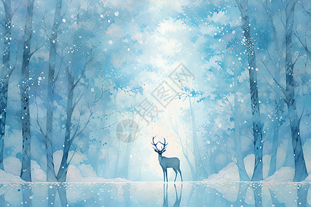 冰雪中的鹿图片