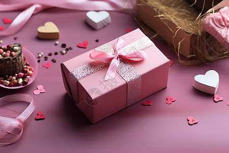 粉色的礼物盒子图片