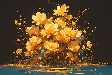 水面盛开的花朵图片