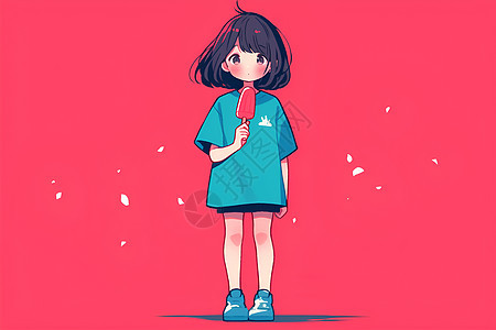 卡通少女和雪糕图片