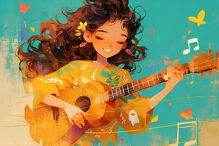 快乐歌唱的少女背景图片