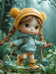 少女走入森林背景图片
