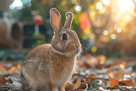 阳光下一只可爱的兔子图片