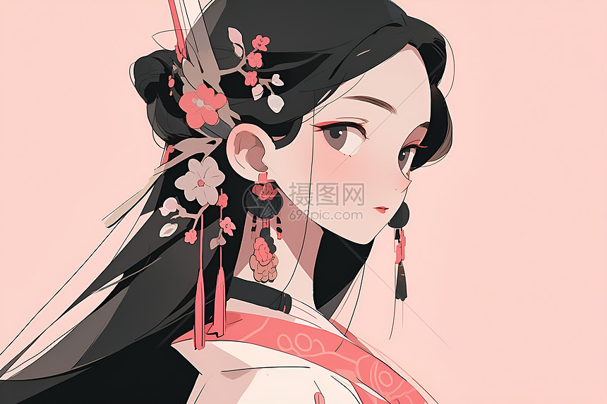 古风少女插画图片