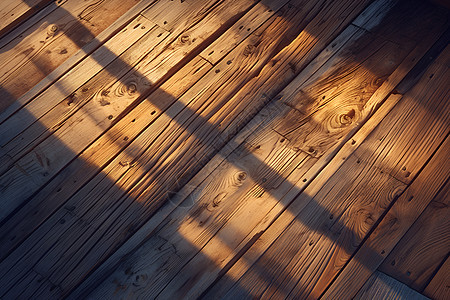 阳光洒在木船甲板上图片