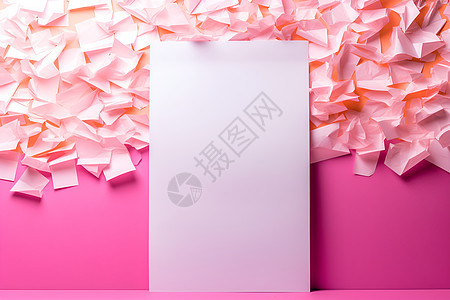 贴满粉色纸片的墙图片