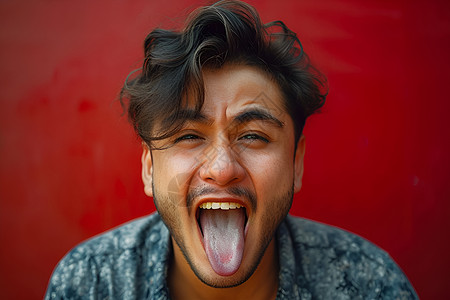 舌头伸出的男人图片