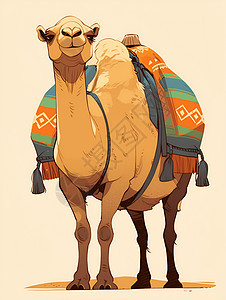 骆驼身上的毛毯背景图片