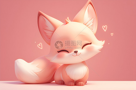 萌萌哒粉色狐狸图片
